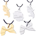 SC Popular Braid Rope Necklace Stainless Steel Pendant Necklace Guadeloupe Martinique Lareunion France Map Necklace for Women