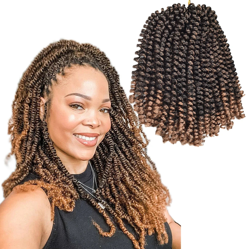 AliLeader 8 Inch Synthetic Nubian Twist Braid Crochet Hair Extension Crochet Braids Ombre Spring Twist Hair