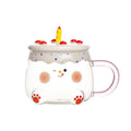 Heat Resistant Unbreakable Glass Cups Birthday Present Glass Coffee Cup With Lid Cake Shape Cute Glass Cups