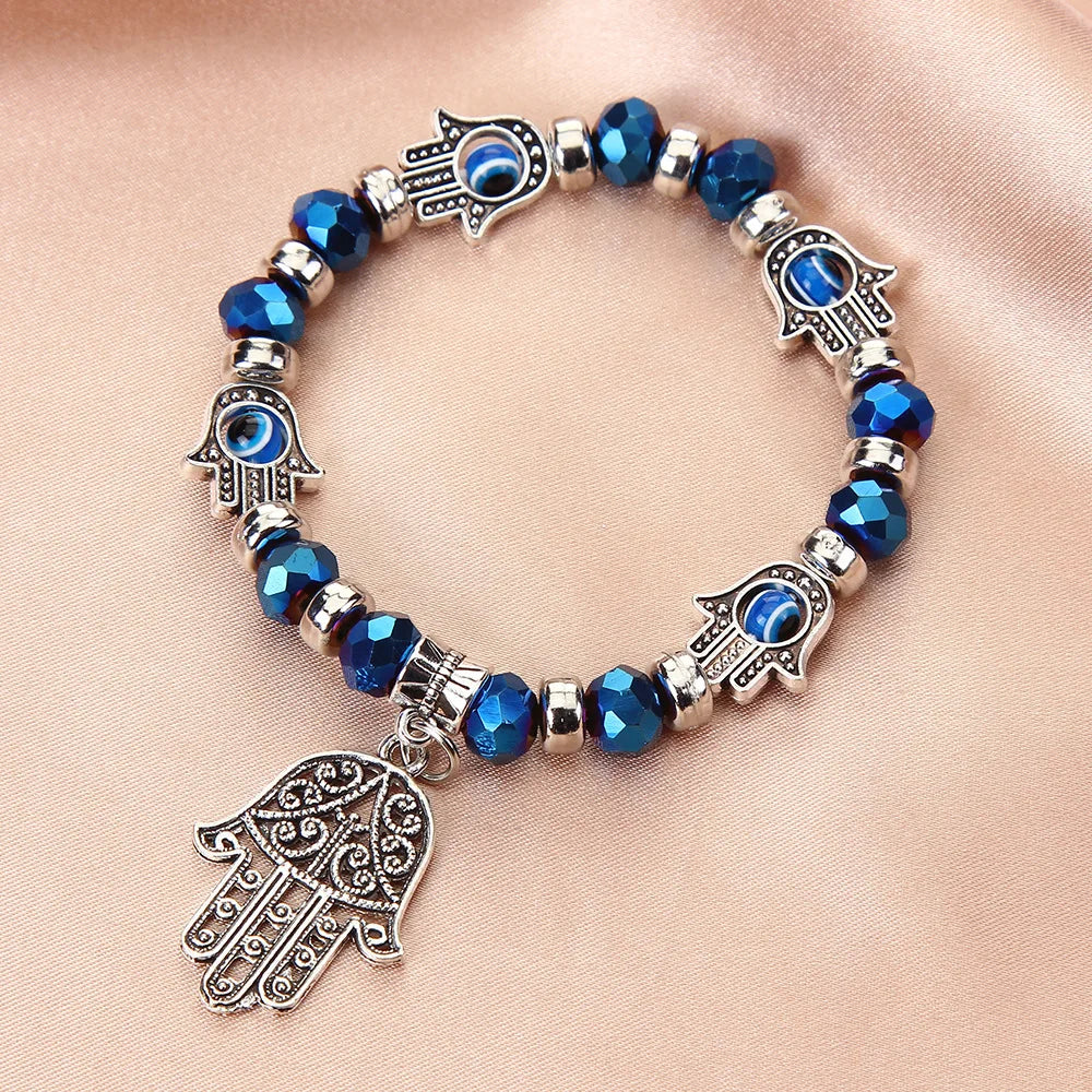 Multicolor Evil Eye Bracelet Crystal Beaded INS Charm Boho Turkish Blue Eyes Stretch Elastic Rope Handmade Bracelets