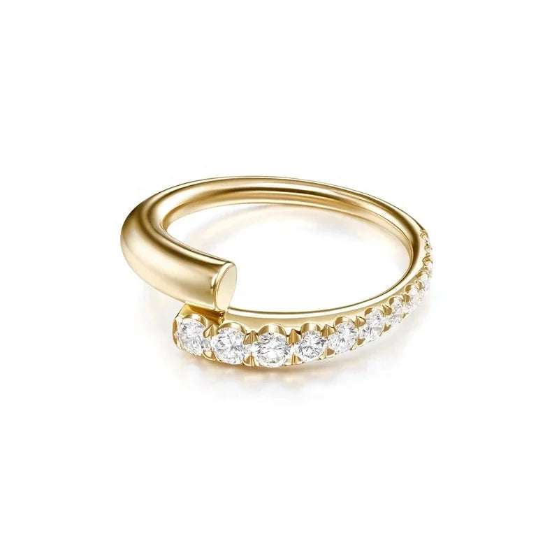 LOZRUNVE Jewelry Manufacturer Custom 925 Sterling Silver CZ Diamond Wedding Engagement Ring Goldv