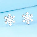 Fashion Simple 925 Sterling Silver Glossy Snowflake Stud Earrings for Girls Women Christmas Gifts