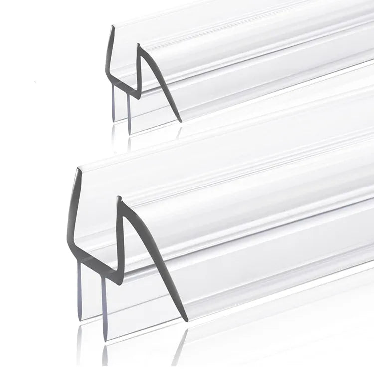 Shower Door Bottom Seal  Shower Door Sweep for 3/8 Inch Glass Bathroom Waterproof Strip Plastic Clear PVC Glass Screen
