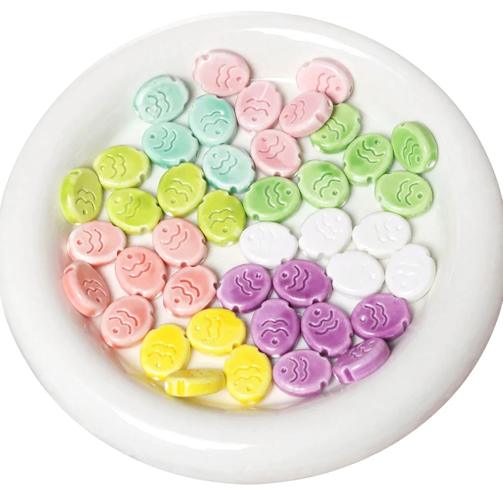 Wholesale Small White Blue Porcelain Fish Beads Handmade Ceramic Cookie Fish Red Pink Clay Beads for Jewelry Bracelet Necklace