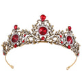 Retro Leaf Crown Bridal Red Rhinestone Tiara Crown Hair Accessories Wedding Headdress Crown Wholesale