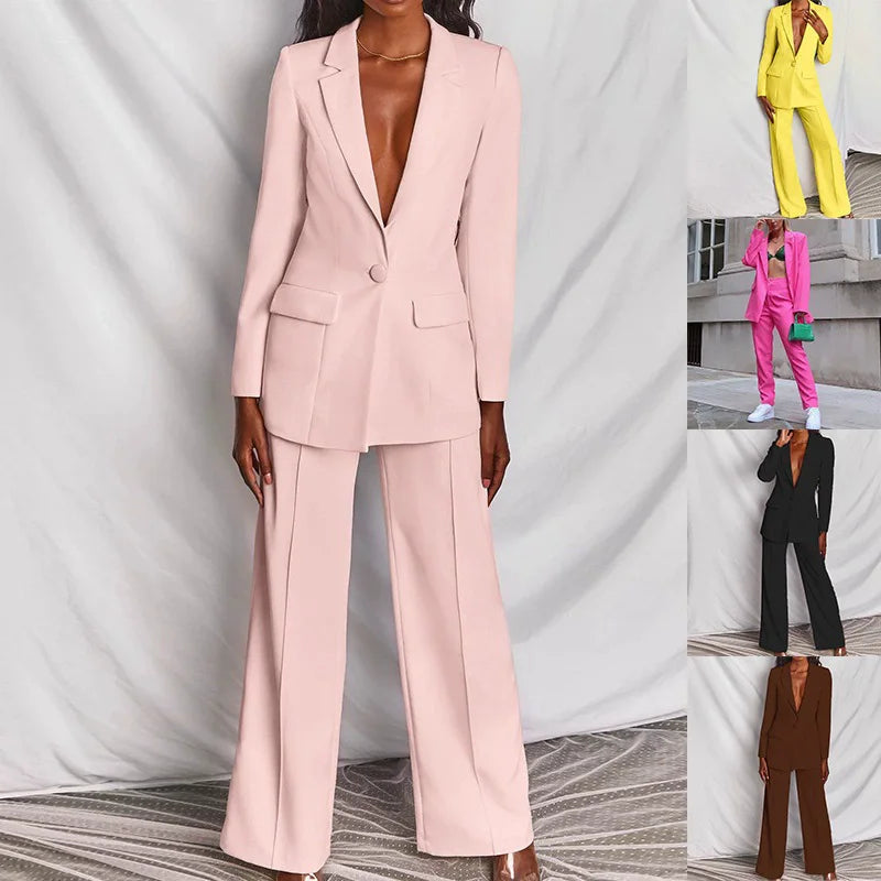 S-5XL Business Commuter Set Jacket and Pants Long Sleeved Professional Suit Pants and Formal Suit Blazer and Trousers
