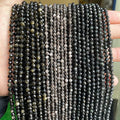 2mm 3mm 4mm Wholesale Natural Faceted Black Gold Silver Obsidian Beads Strands Faceted Stone Bead for Jewelry Making