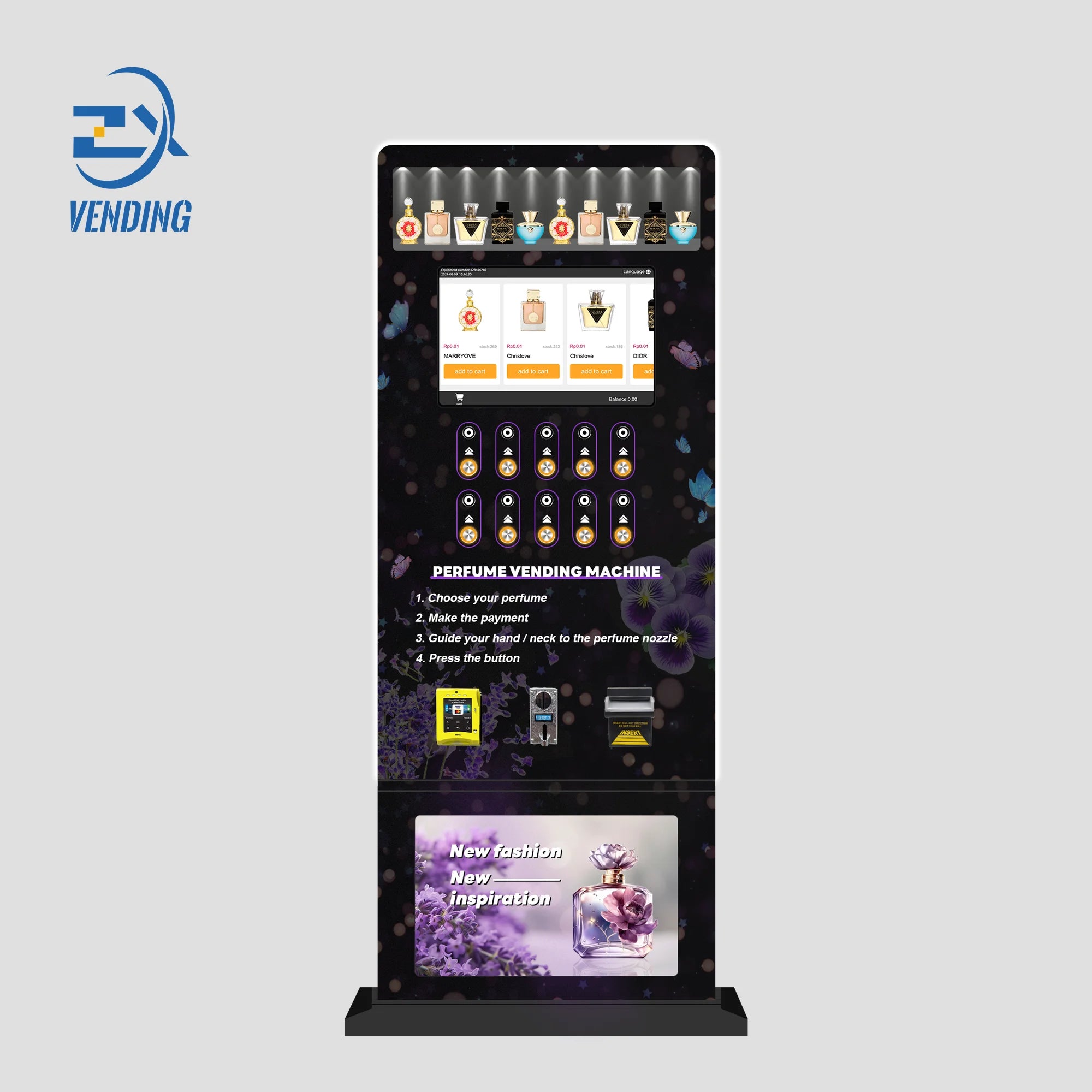 ZX Professional Custom Brand Logo Graphic Innovative Unique Digital Perfume Spraying Vending Machines for Hotel