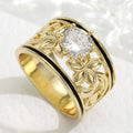 Hawaiian Jewelry Wholesale  14K Gold Plated  Chunky Rings with CZ  Stone Plumeria Flower Wedding Engagement Rings