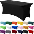 Custom Wedding Banquet & Parties Waterproof Stretch Tablecloth 4/6/8 Ft Rectangle Spandex Table Cover for Business Events