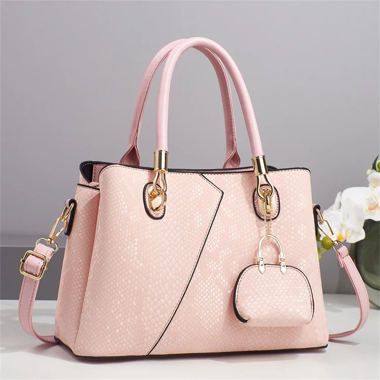 Wholesale Trends Popular pink Pu Leather Designer Fashion Lady Tote Handbag Shoulder