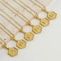 Nabest PVD Stainless Steel A-Z Alphabet Necklaces Jewelry Tarnish Free Initial Letter Hexagonal Pendant Necklace