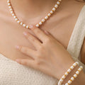 Ilona Luxury 18K Gold Plated Fritillaria Beaded Necklace White Jewelry Sets for Women for Wedding Occasions