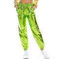 Shiny Holographic Women Pants Loose High Waist Metallic Trousers Dance Performance Hip Hop Pants Streetwear Joggers