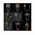 Stylish Full Diamond Anchor Chain Brooch Fashion Mens Ornament Gift Garment Suit Tassel Corsage Classic Gold Silver Lapel Pins