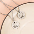Engraving Adjustable Customized Personalized Necklace Set Collar Round Pendant Couple Necklace Stainless Steel Jewelry