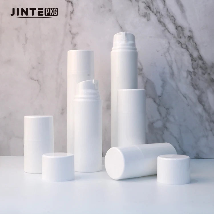 Ready to Ship White PP Plastic Airless Pump Bottle for Cosmetic Packaging Skincare Cream Lotion