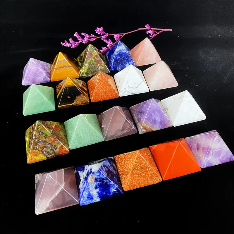 Natural Healing Stone Orgone Red Tiger Eye Chakra Organite Gemstone Clear Quartz Crystal Pyramid for Gift