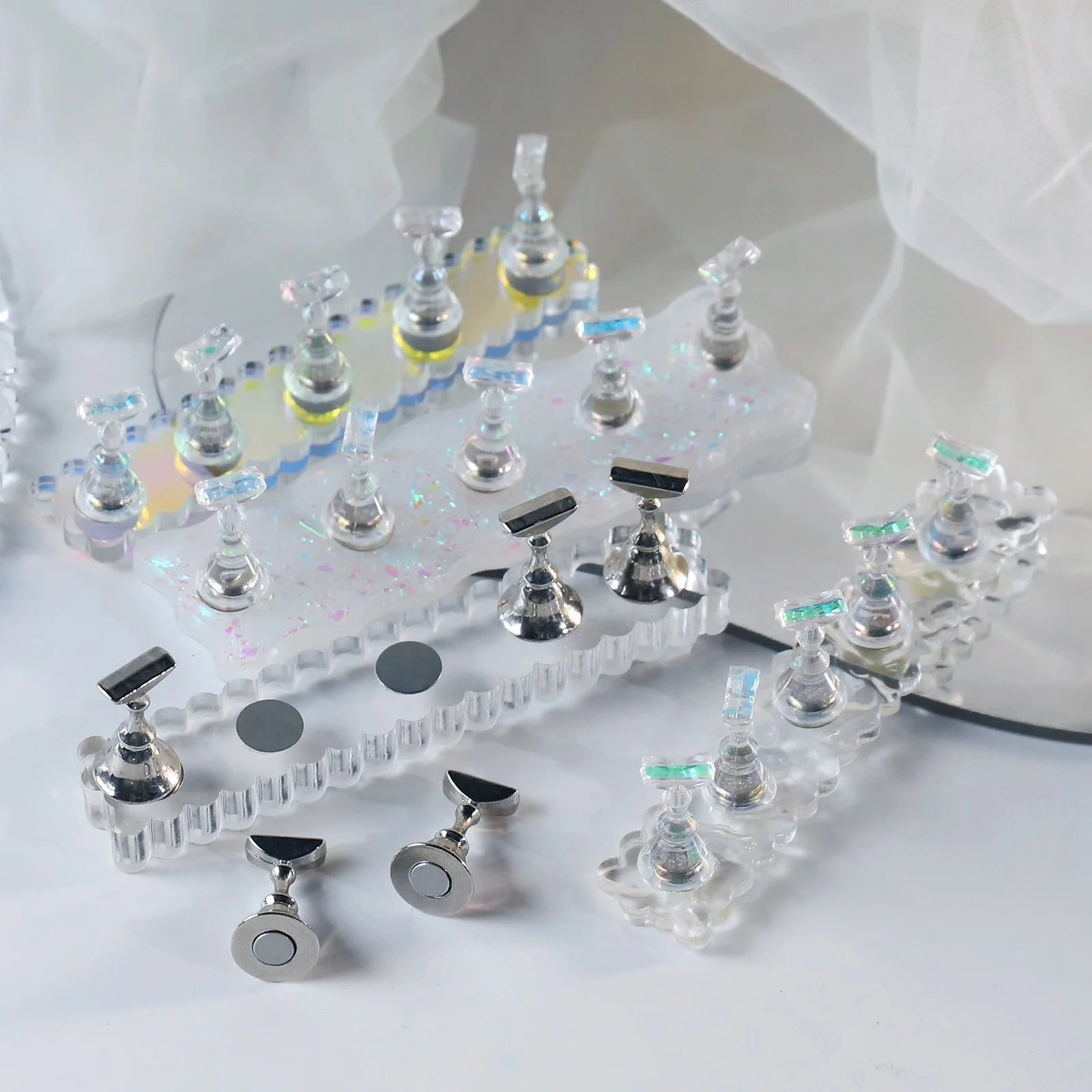 NEW Nail Polish Display Tool Tips Practice Stand Aurora Nail Art Magnetic Nail Tip Holder