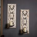 Candle Sconces Wall Decor Farmhouse Wood Hanging Pillar Candle Holders Ornaments Set Of2 Rustic Wood Wall Candle Sconce Holder