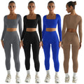 Fashion Women's Activewear Workout Sets Solid Knitting Fabric Breathable Eco-Friendly Gym Fitness Yoga Set
