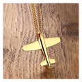 Cuban Chain Link Plane Necklace Non Tarnish Stainless Steel Airplane Pendant Necklace Jewelry for Men Women