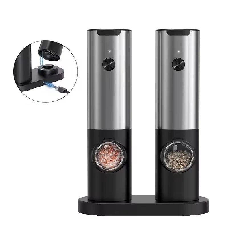 Rechargeable Electric Grinder 70Ml Household Salt and Pepper Grinder Mill Set With Charging Base