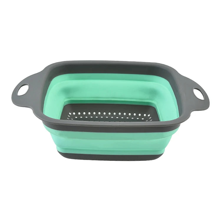 Colander Folding Draining Basket TPR+PP Square Eco-Friendly Telescopic Design Fruits Vegetables Washing Strainer