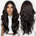 Factory Shipment Long Body Wavy Dark Black Wigs Synthetic Natural Looking False Hair for Women High Quality Daily Party Wig