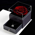 Preserved Rose Valentine Gift Everlasting Rose Flower Valentine Gift Necklace Jewelry Box Eternal Rose for Valentine