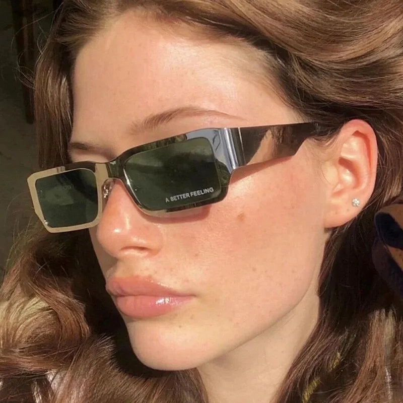 Custom Logo Newest Vintage Custom Logo Trendy Rectangle Sunglasses for Ladies UV400 Small Square Sunglasses Men Women