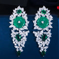 Luxury Marquise Cut Cubic Zircon Big Long Dangling Emerald Green Wedding Earring for Women Party Costume Jewelry Accessories