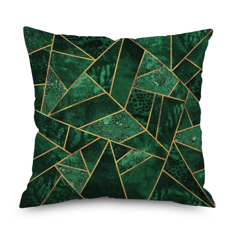 45*45cm Customize Ordic Marble Geometric Printed Cushion Cover Polyester Throw Pillow Cases for Sofa Car Black Pillowcase