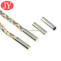 Nylon Shoe String with Silver Engraved Logo Tube Shaped Copper Metal Tail Clip and Aglet Tips for Hoodies Metal Head Stoppers