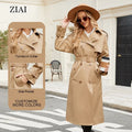 2025 New Spring Design Women's Long Khaki Trench Coat Waterproof Classic Double Breasted Camel Belt Trench Coat Women MegaBDM