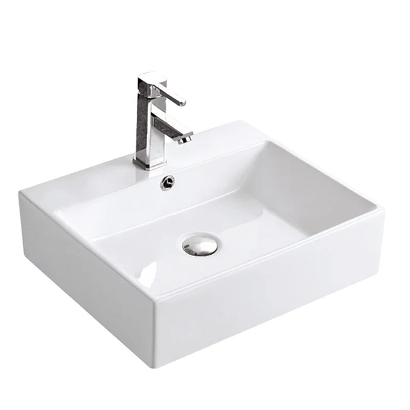 Wholesale 500mm Ceramic Table Top Wash Basin Bathroom Lavabo Rectangle Vessel Sinks