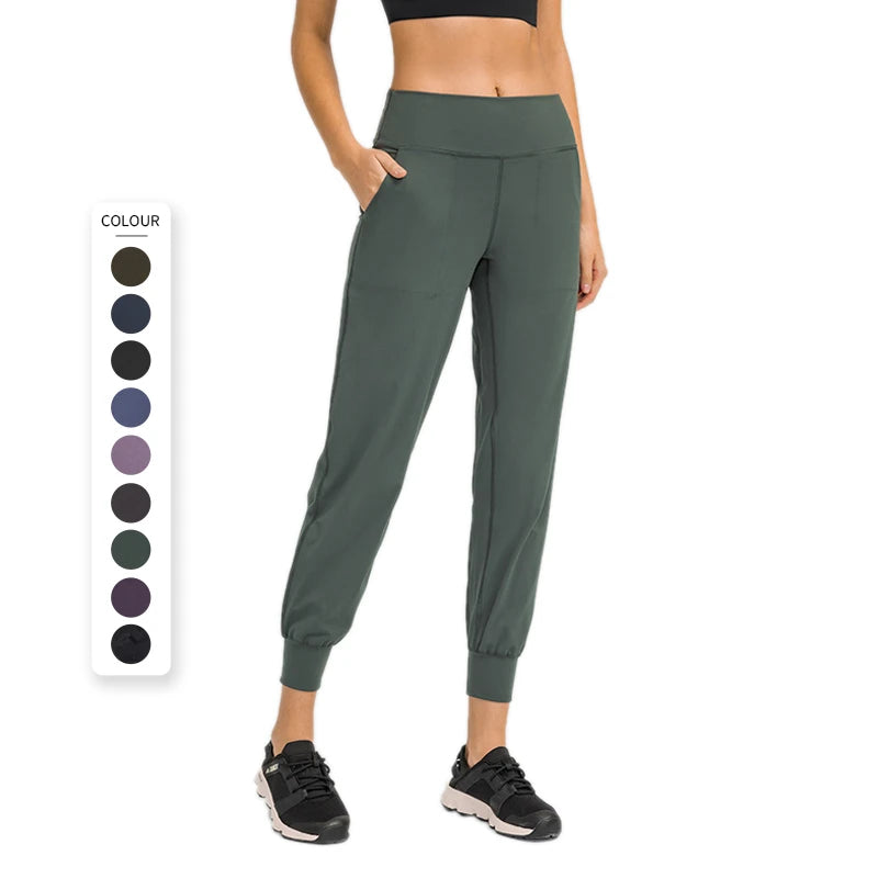 Fashion Sweatpants With Pocket Fitness Yoga Wear High Waist Nylon Spandex Yoga Leggings Womens Track Pants Jogger
