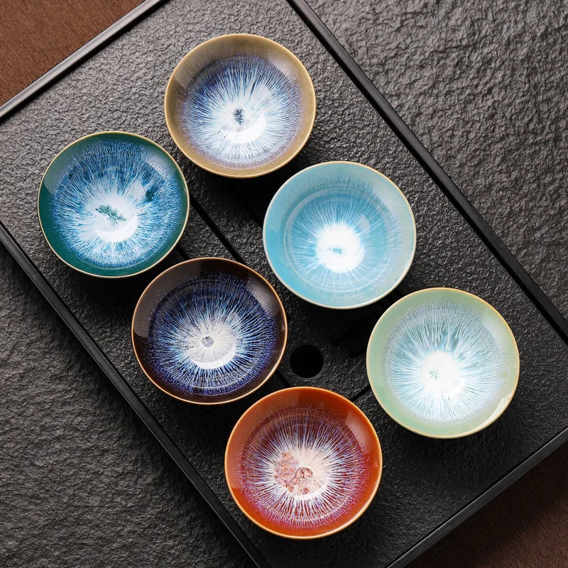 Japanese Handmade Ceramic Kung Fu Tea Set Kiln Change Jianzhan Teacup Set Anti-scalding Teacup Home Drinking Water Mug