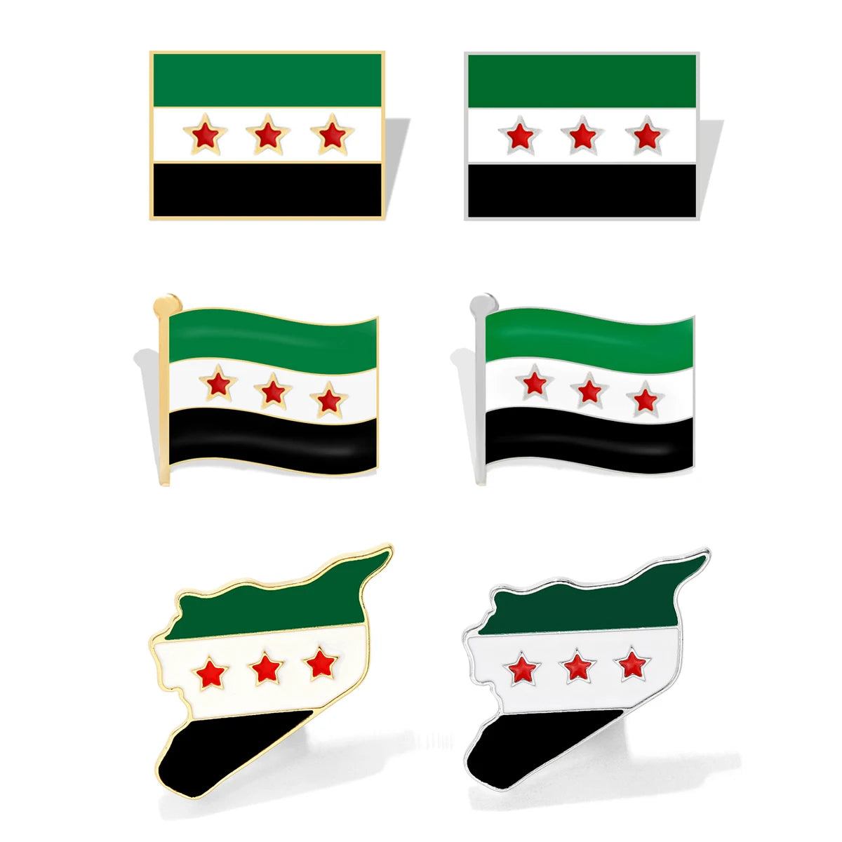 Manufacturer Syria National Flag Lapel Pin Hat Scarf Bag Clothes Jewelry Accessories Syrian Brooches Flag Brooch Pin