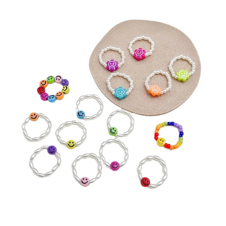 Wholesale Natural Freshwater Pearl Emotional Face Elastic Adjustable Gentle Smiling Expression Freshwater Pearl Ring