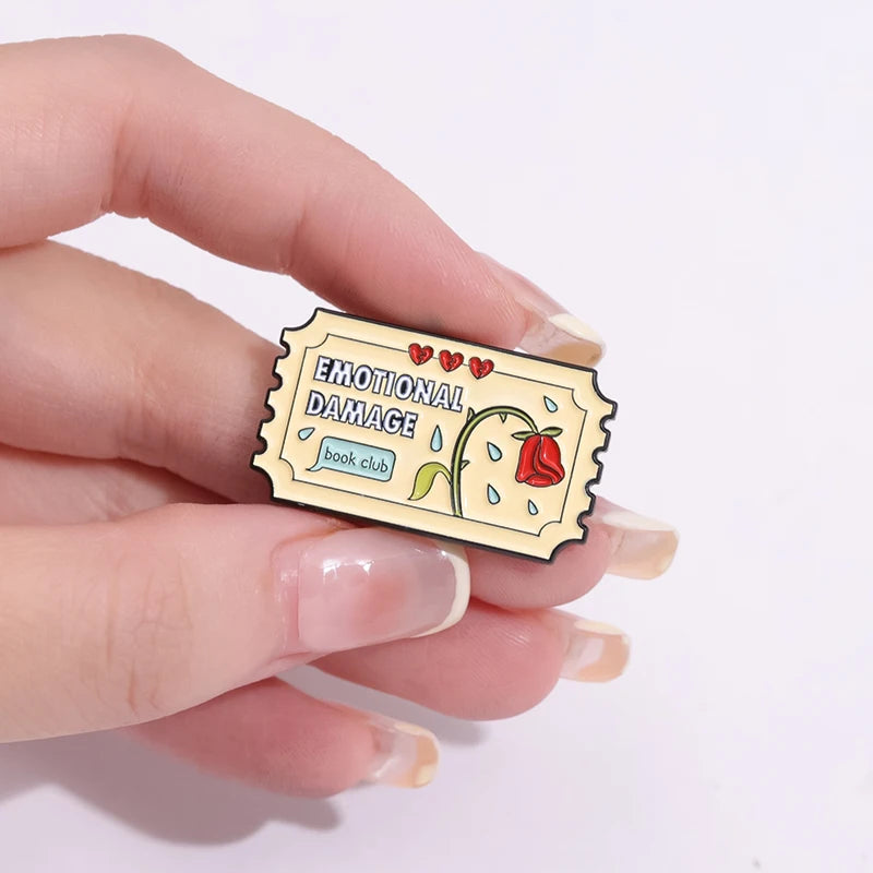 Stamp Bookmark Tickets Enamel Pins Backpack Clothes Collar Badge Brooches Cartoon Book Club Collection Lapel Pin Gift for Friend