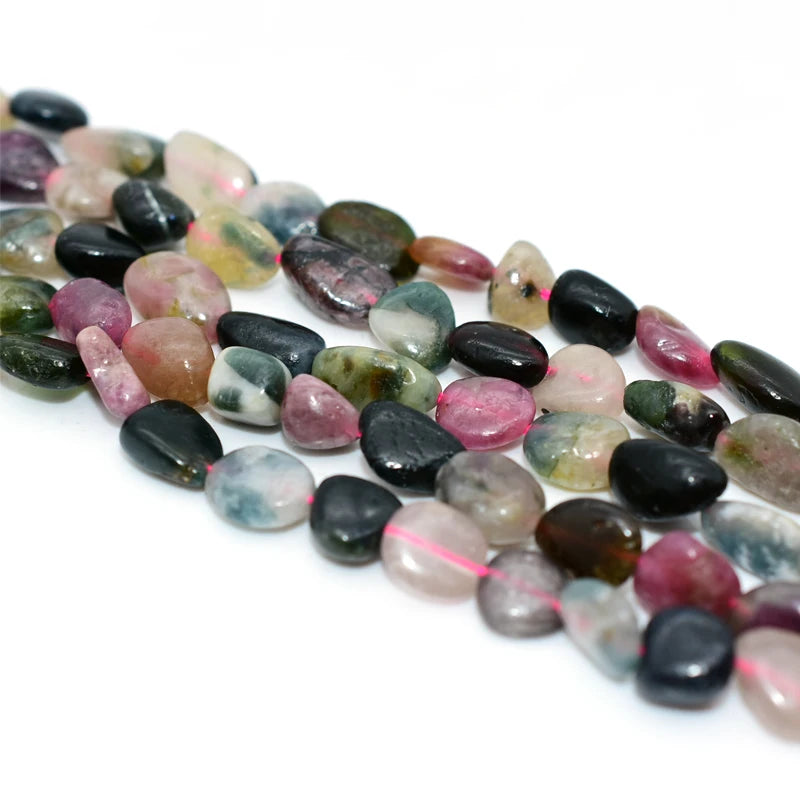 Wholesale Natural Multicolor Tourmaline Loose Gemstone Beads 6*8/8*10mm Stone Beads for DIY Jewelry