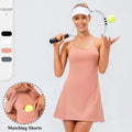 Women's Tennis Dress Exercise Workout Criss-Cross Back Dresses With Shorts Casual Pickle Ball Wear Dress