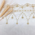 Direct Factory Sale of High-Grade New Spot Gold Thread Lace Gauze Embroidery for Bridal Garments and Bags Star Cross Design