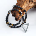 Fashion  Women Hematite  Tiger Eyes  Black Stripe Gemstone Necklace Oval Druzy Pendant Necklace