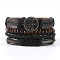 Beaded Leather Bracelet Bangle Alloy Cowhide Alloy Buckle Wide Punk Goth Pu Leather Bracelet