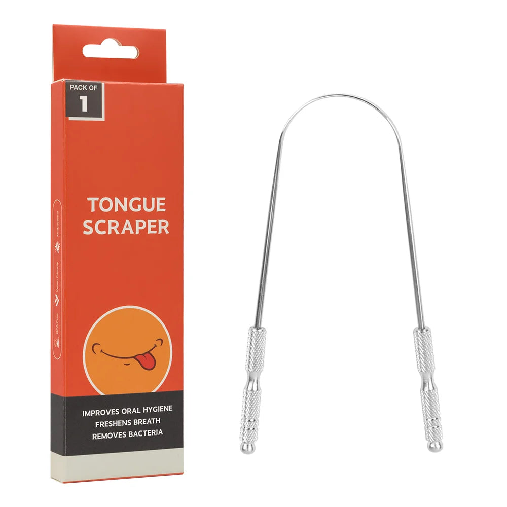 Hot Sale Oral Care U-shape Non-Synthetic Grip Premium Metal 304 Stainless Steel Tongue Cleaner Tongue Scrape