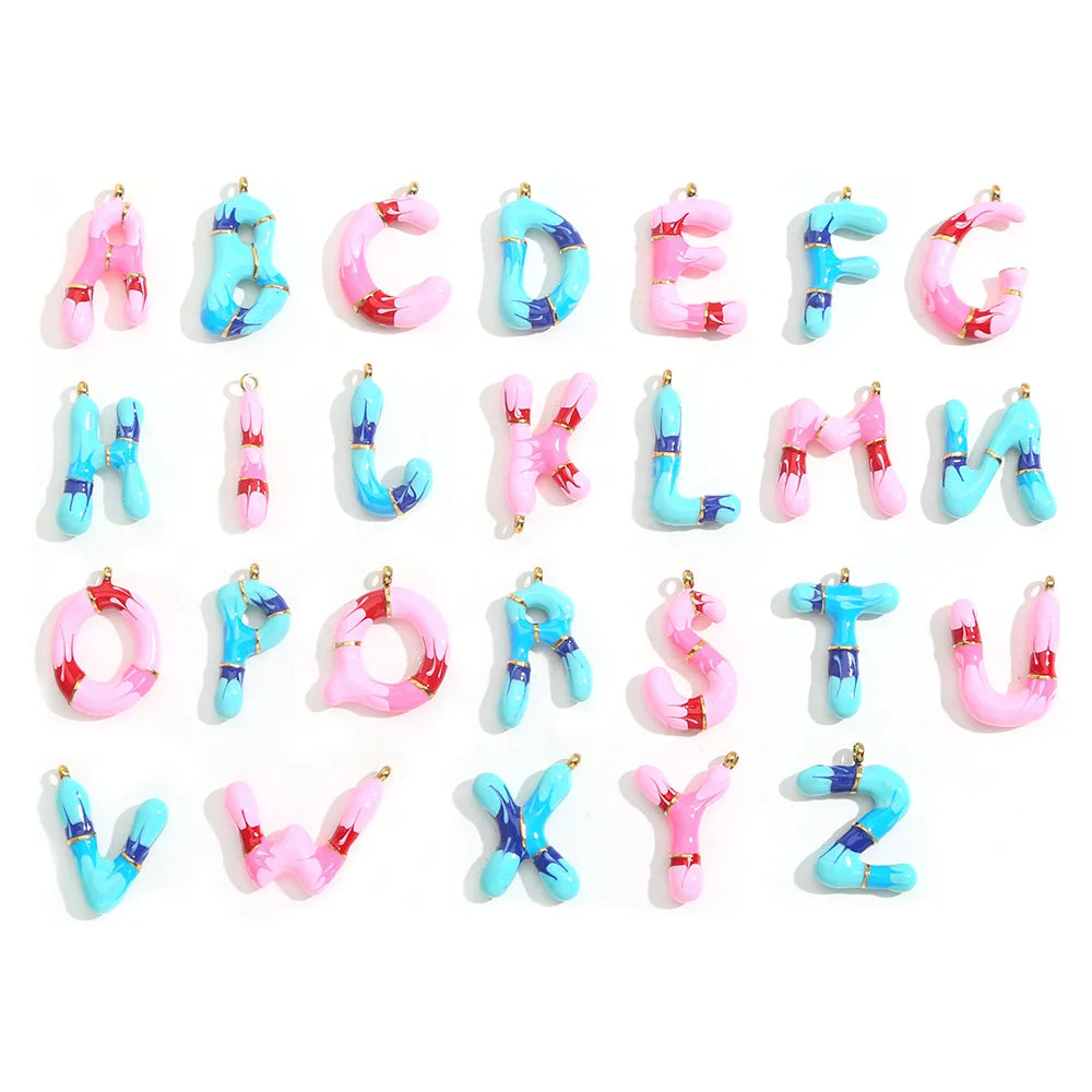 Stainless Steel Oil Drip Cute DIY 26 Letters Pendant for Necklace Jewelry Making