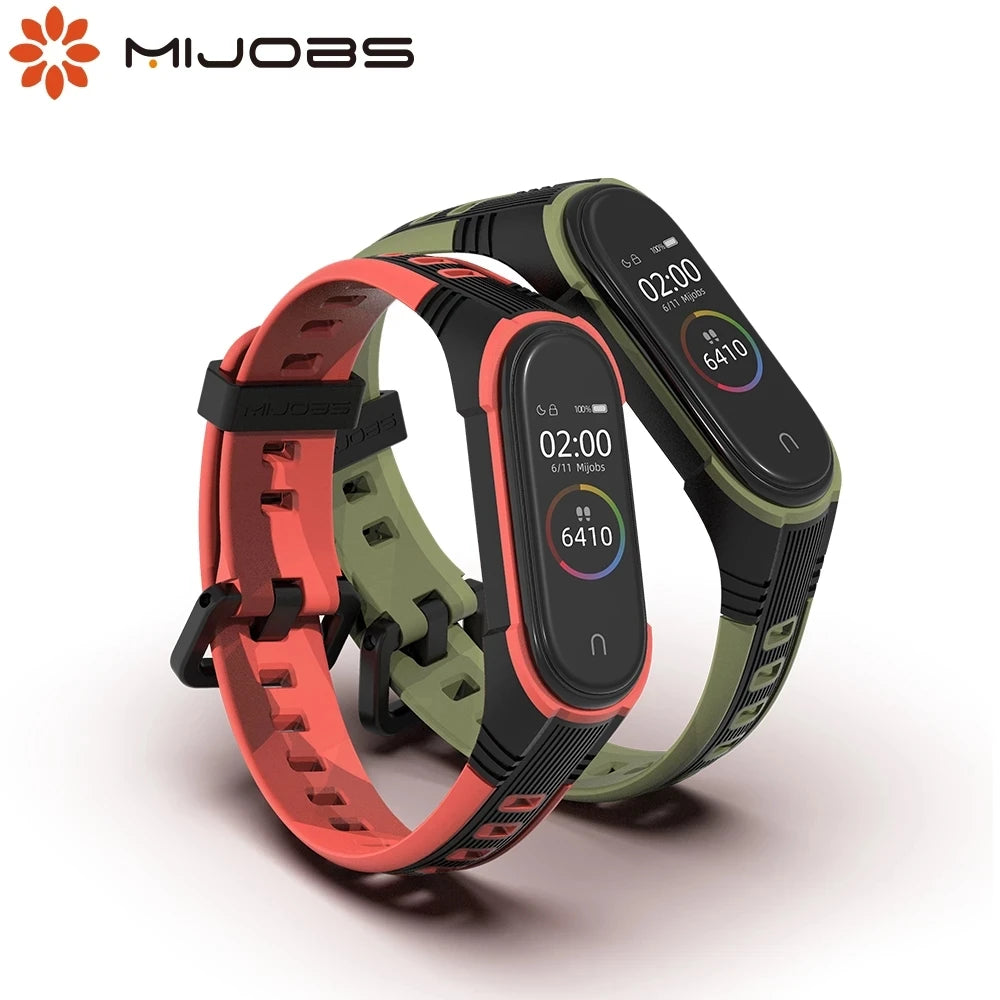 Mijobs Silicone Sport Soft Mixed Color Hand Wrist Strap for Xiao Mi Band 7 5 6 Smart  Watch