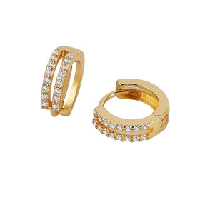 Hoop Earrings for Women Fashion Simple Double Bohemian Circle Zircon CZ Piercing Jewelry